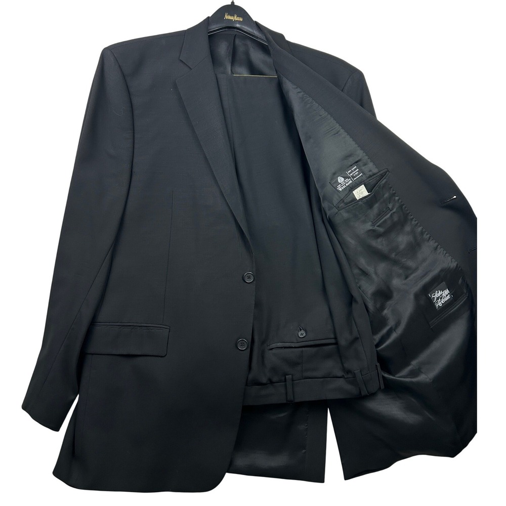 Michael Kors Saks Fifth Avenue Wool Suit 46L Black 2pc Made Canada Mens